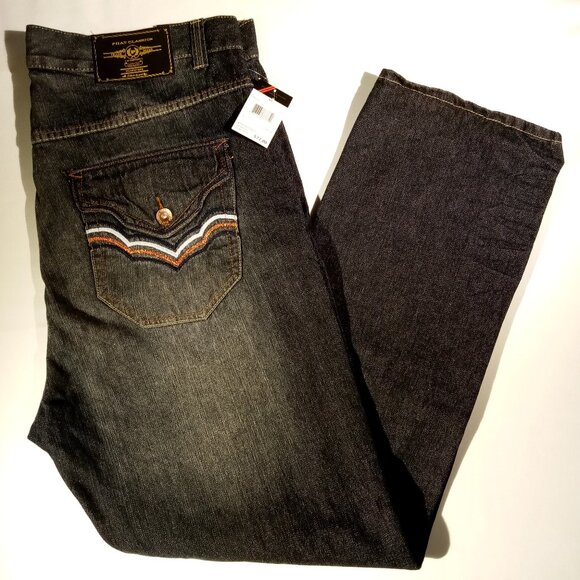 PHAT CLASSICS JEANS  42  Loose-Fit  Metallic Stitch  Flap Pockets  Retro Y2K NWT - Picture 1 of 12